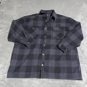 Polar King Jacket Mens 2XL Black Buffalo Check Heavy Cotton Flannel Snap Pockets